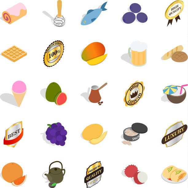 咖啡种植园图标设置等距风格图片下载