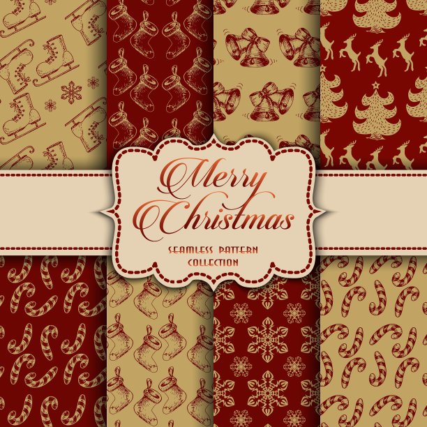 圣诞系列无缝搭配红色图案图片下载