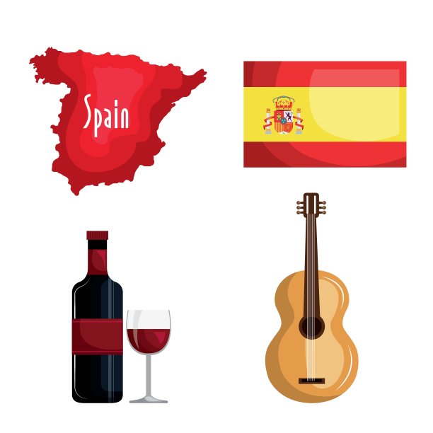 西班牙文化图标孤立图标设计图片下载