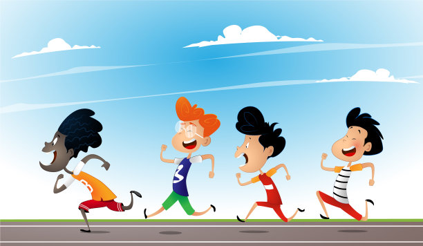 卡通的混血儿在学校里乱跑图片下载