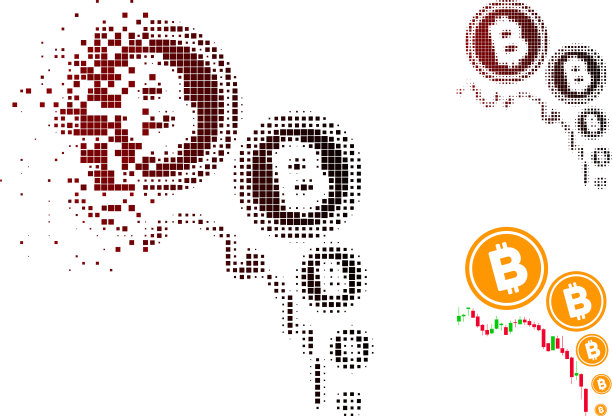 分解像素半色调比特币通缩图表图片下载