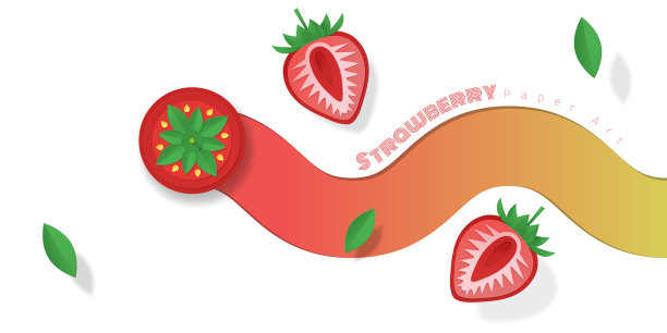 新鲜草莓水果背景纸艺术风格图片下载