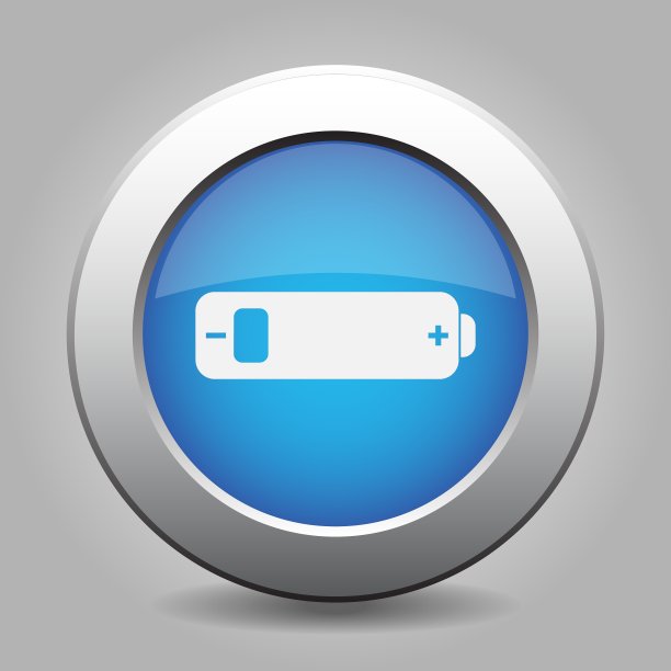 蓝色金属按钮，电池电量不足图片下载