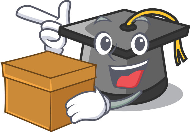 配盒毕业帽人物卡通图片下载