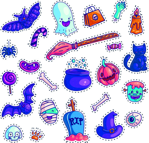 一套多彩的万圣节图标图片下载