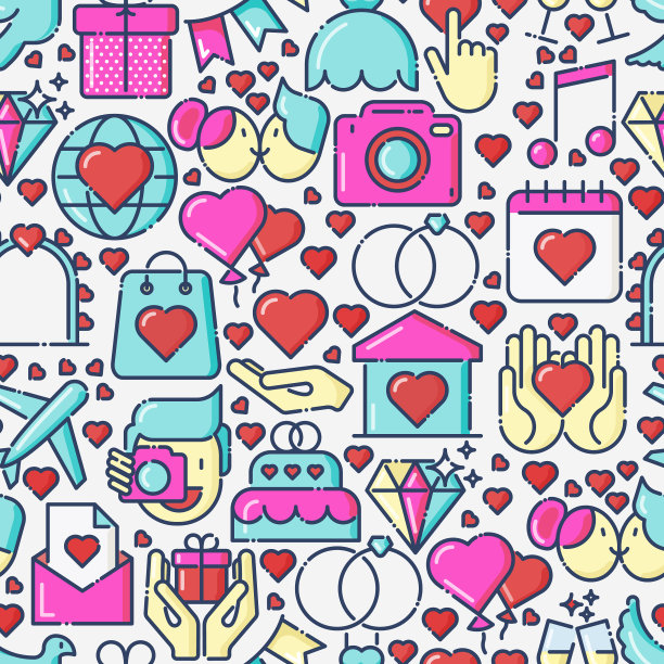 婚礼请柬无缝图案图片下载