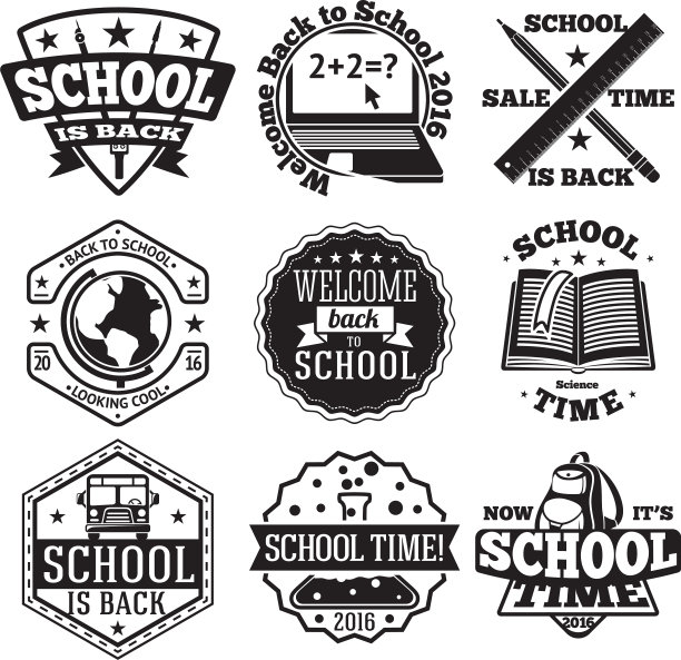 新学期促销学校徽章合集图片下载