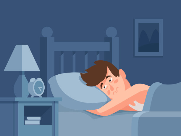 一个失眠症患者在漆黑的夜晚躺在床上图片下载