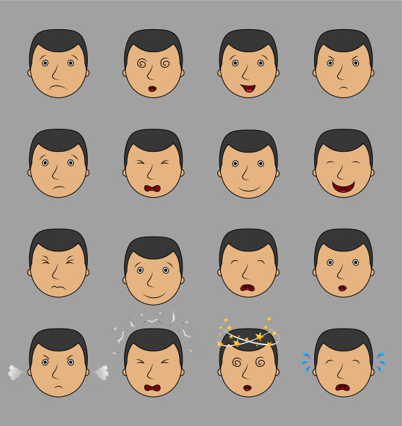 一组显示不同表情的商人表情图片下载