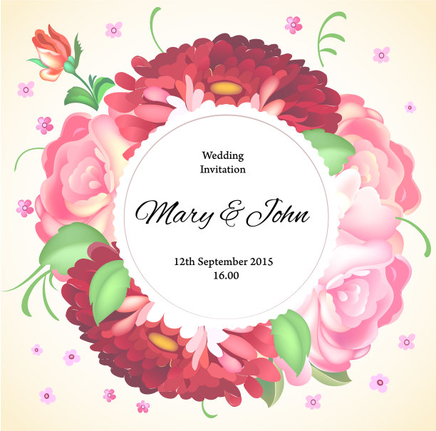 带圆形玫瑰框的明信片图片下载