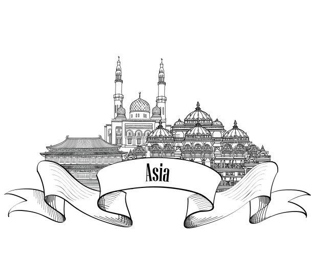 亚洲旅游标志亚洲著名建筑地标图片下载