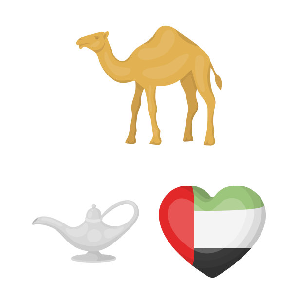 国家联合阿拉伯酋长国卡通图标设置图片下载