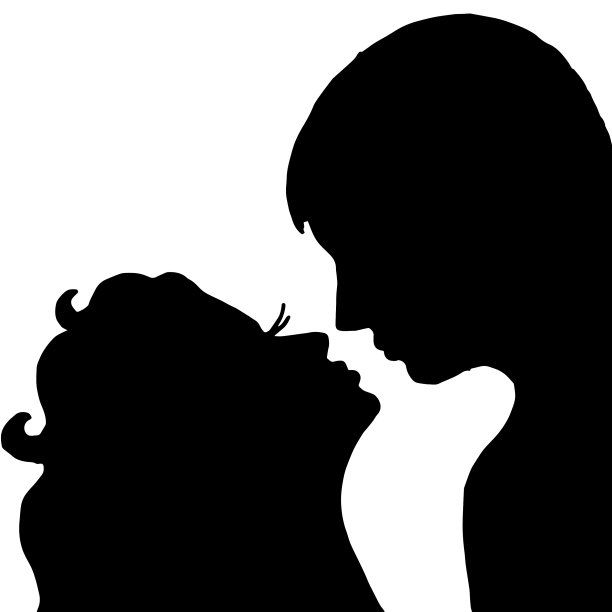 一对吻孤立在白色的背景图片下载