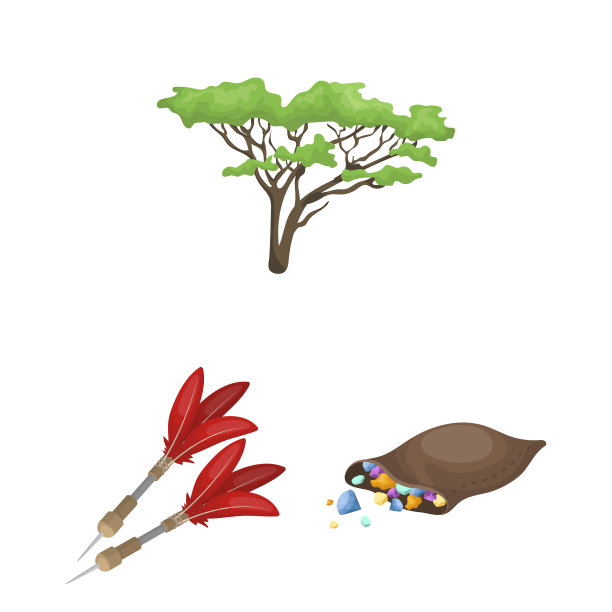 非洲狩猎卡通图标集合图片下载