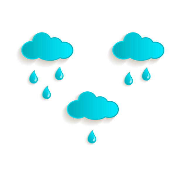 卡通雨云图标符号集图片下载