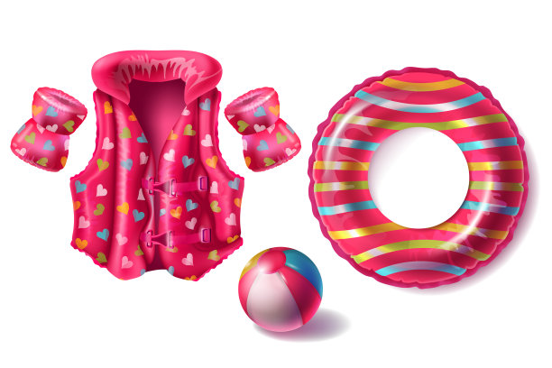 游泳池中用于游泳的充气设备图片下载