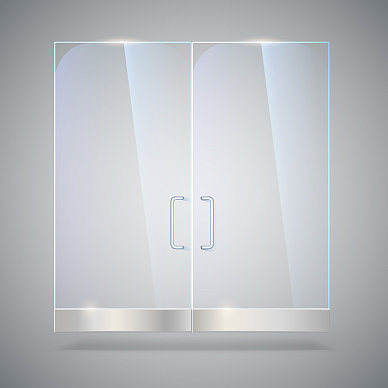 玻璃门与反射和阴影隔离图片下载