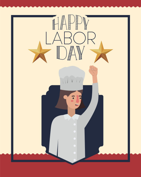 有女厨师的劳动节快乐卡图片下载
