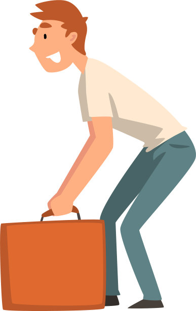 年轻人提着沉重的皮箱旅行图片下载