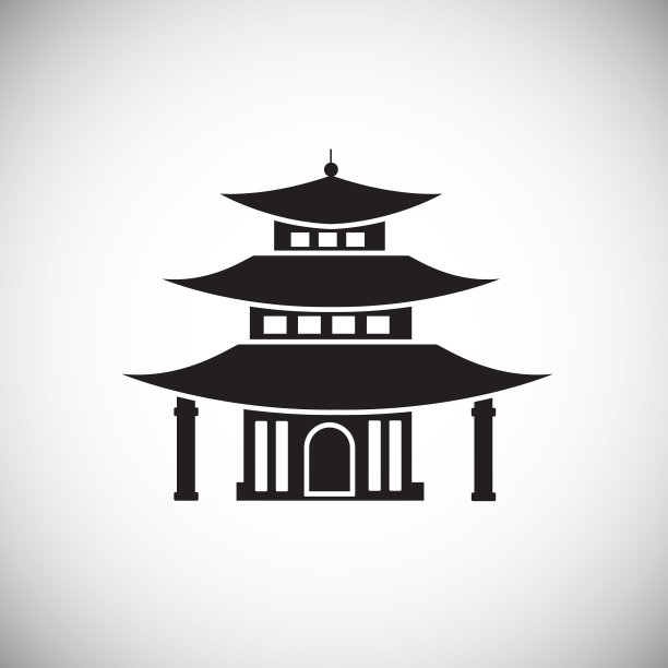 白色背景的亚洲传统房屋图片下载