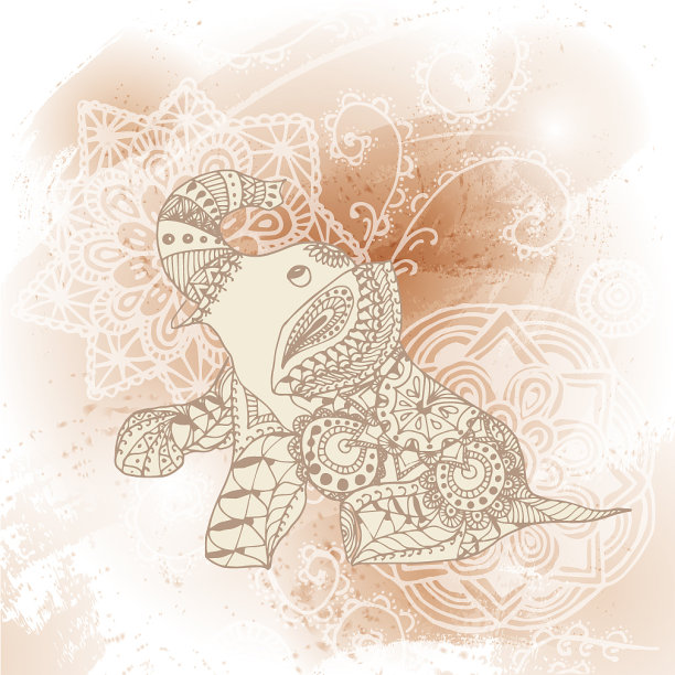 问候漂亮的贺卡与大象相框的图片下载