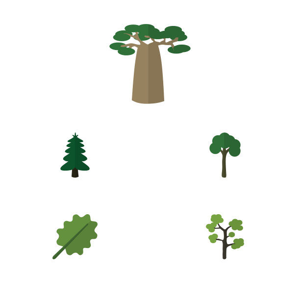 平面图标自然套猴面包树园和公园图片下载