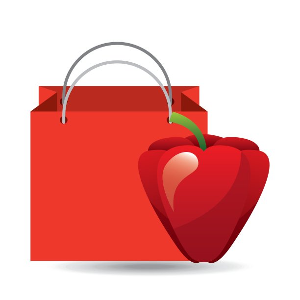 红袋子买收获的辣椒蔬菜图片下载