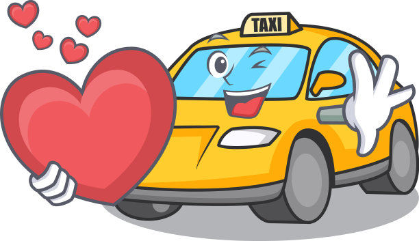 用心形出租车人物吉祥物的风格图片下载