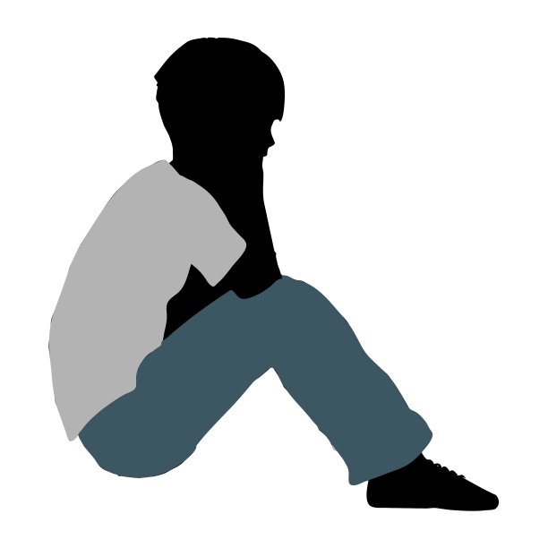 男孩在亲密交谈姿势剪影图片下载