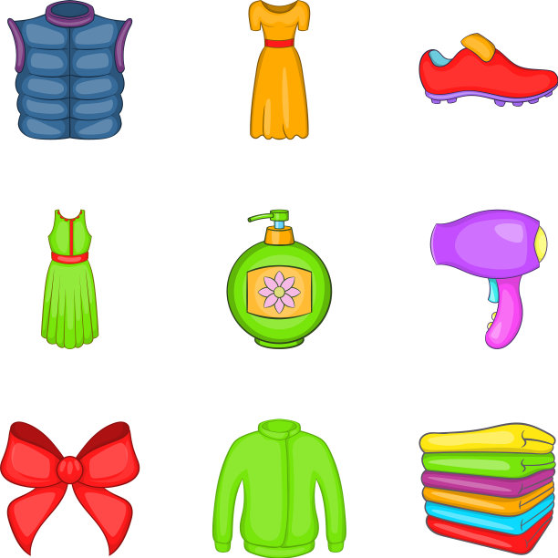 消费热潮图标设置卡通风格图片下载