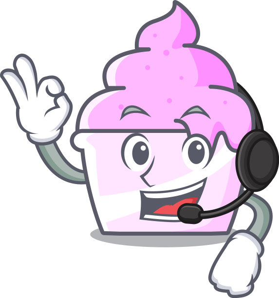 带耳机冰淇淋纸杯卡通吉祥物图片下载