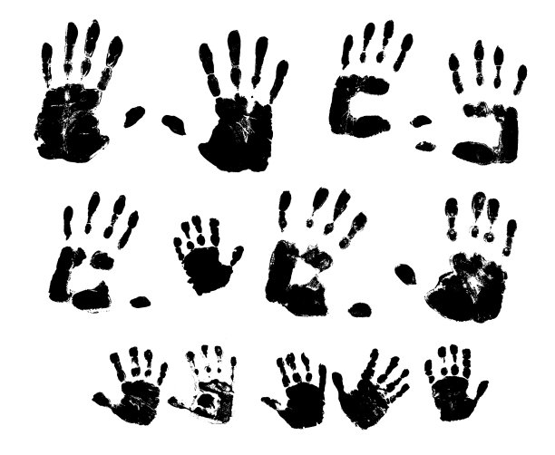 白色背景上的黑漆手印图片下载