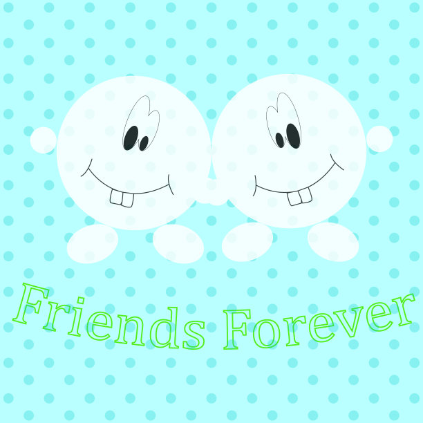 两个圆形的白种人，浅蓝色背景图片下载