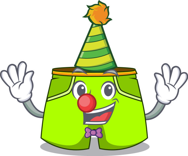 小丑时尚短裤孤立吉祥物图片下载