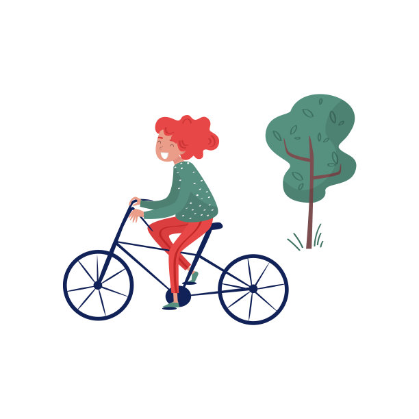 微笑的女孩骑着环保自行车图片下载