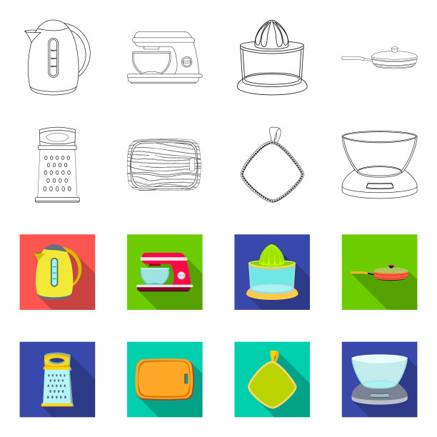 厨房和厨师符号的孤立对象图片下载