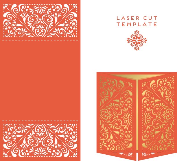 婚礼贺卡激光切割模板图片下载