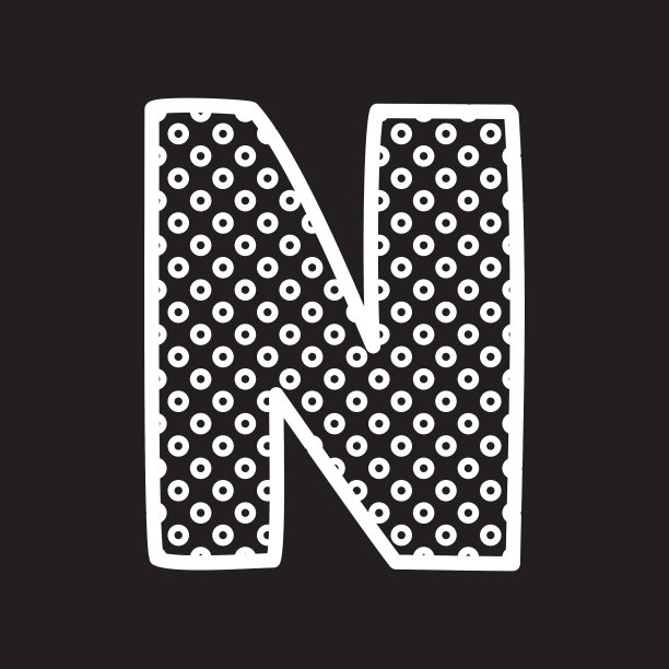 N个字母，白色圆点在黑色上图片下载