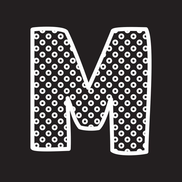 字母M与白色圆点在黑色图片下载