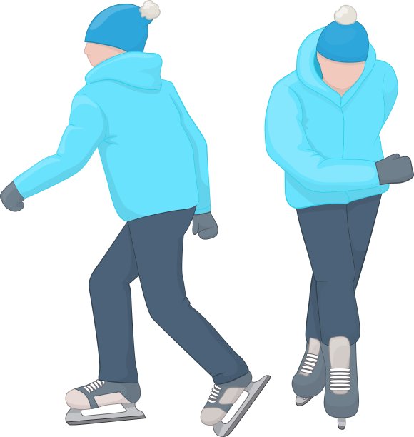 两个滑冰的人卡通和角色图片下载