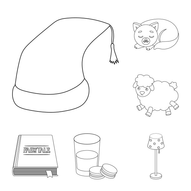 休息和睡眠的轮廓图标集合图片下载