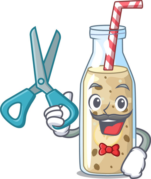 理发师香蕉奶昔在一张卡通桌子上图片下载