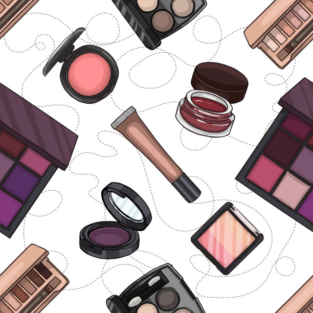 无缝图案素描套装彩妆产品图片下载