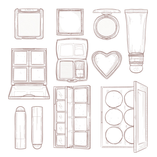 素描一套化妆产品图片下载