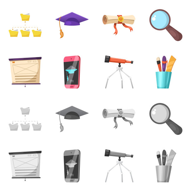 教育和学习标志集的设计图片下载