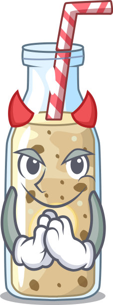 卡通杯子里的魔鬼健康香蕉奶昔图片下载