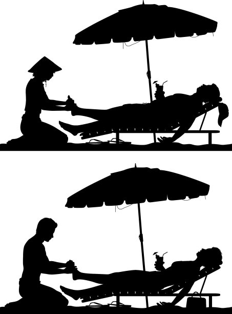 假日足部按摩剪影图片下载