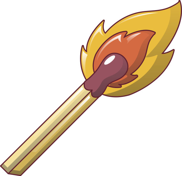 燃烧火柴棍图标卡通风格图片下载