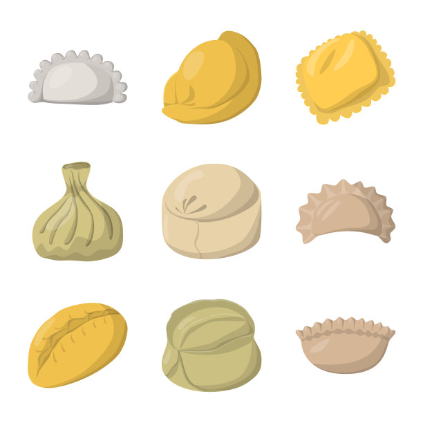 设计了饺子和食品的标志集图片下载