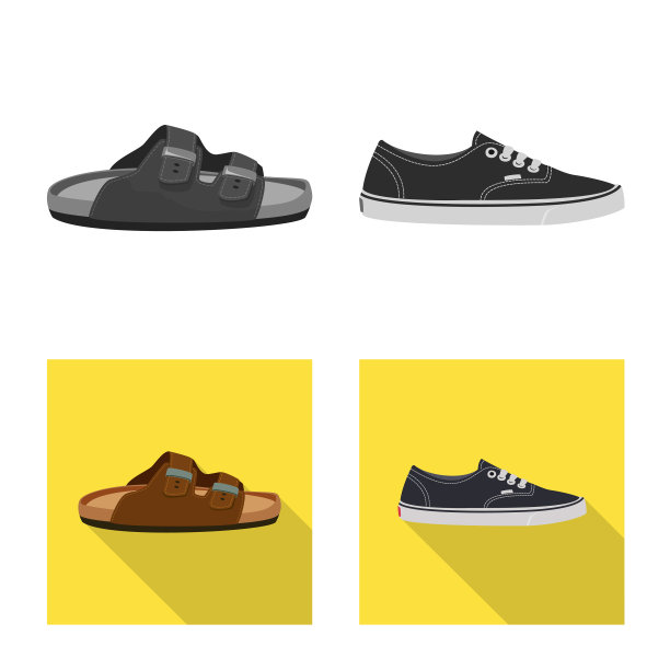 孤立对象的鞋子和鞋类图标集图片下载